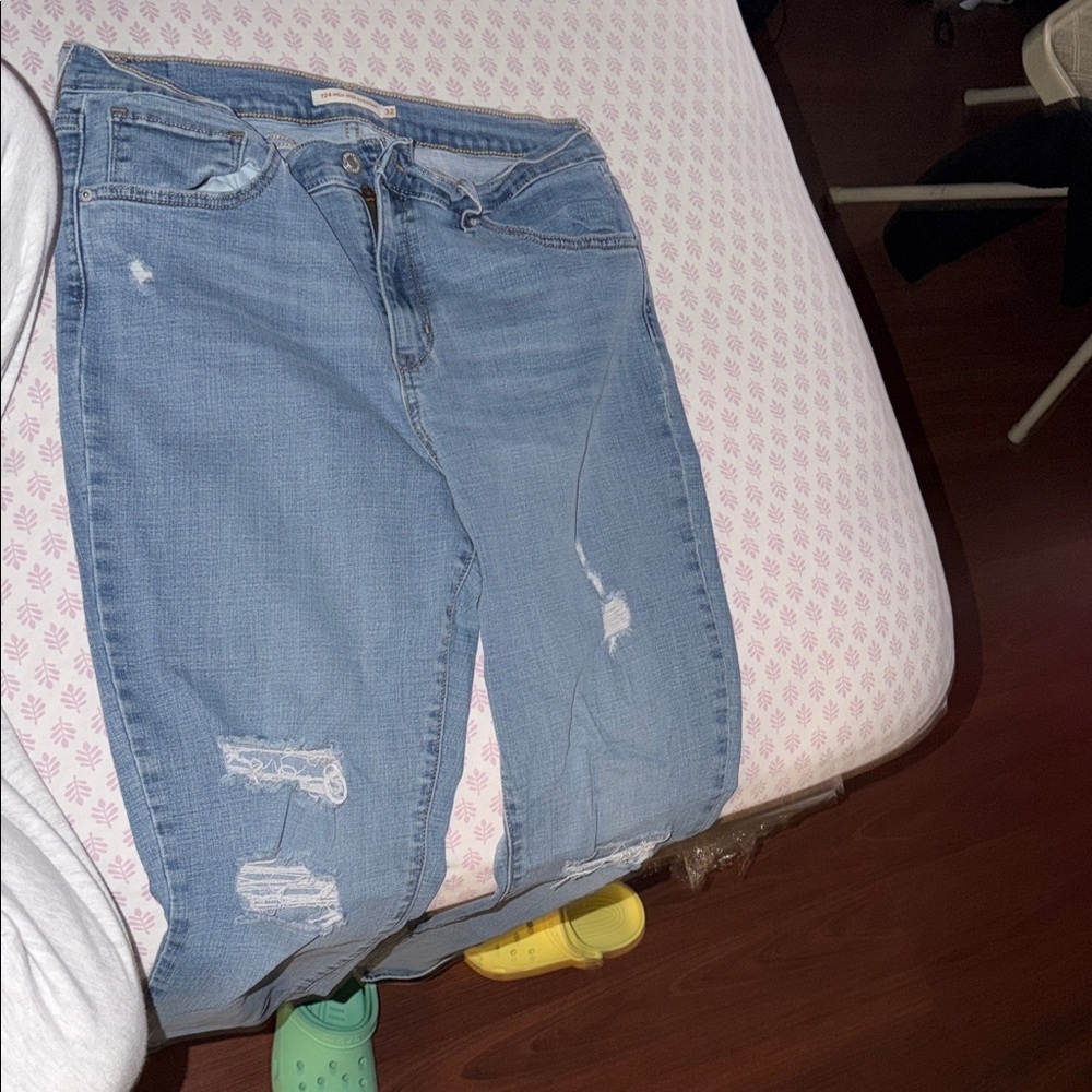 Levi's Light Blue Distressed Boyfriend Jeans